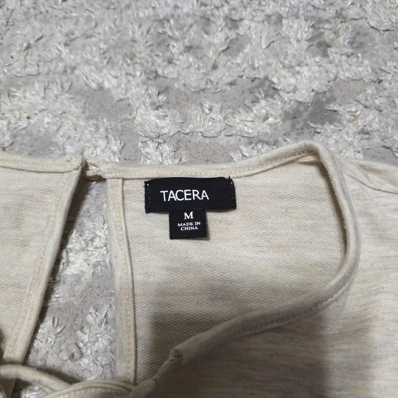 TACERA French Terry Sleeveless Beige Summer Romper, Tie Neck Front, Pockets, M, - Picture 13 of 15